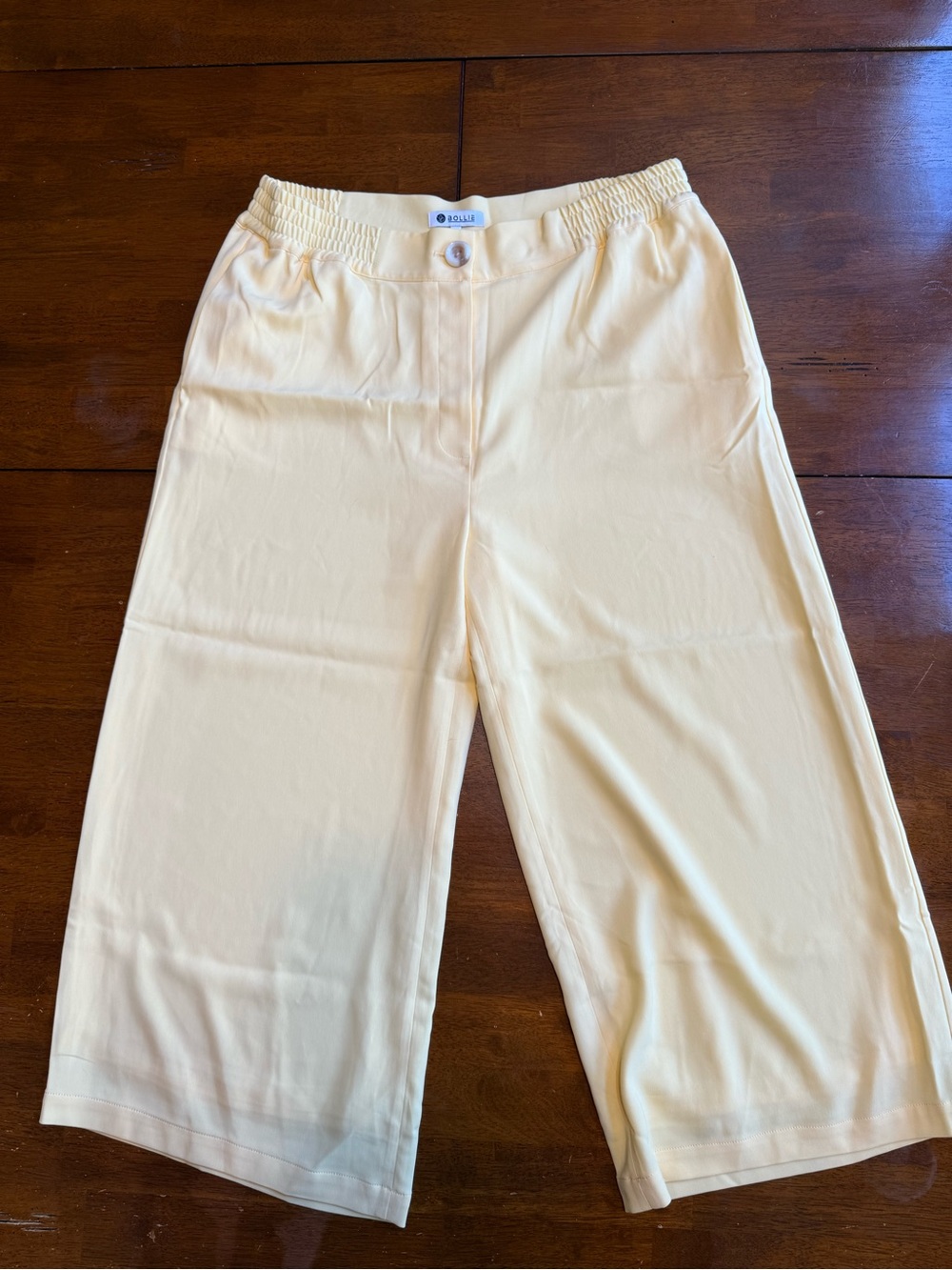 bolle Light Yellow Wide Leg Cropped Pants